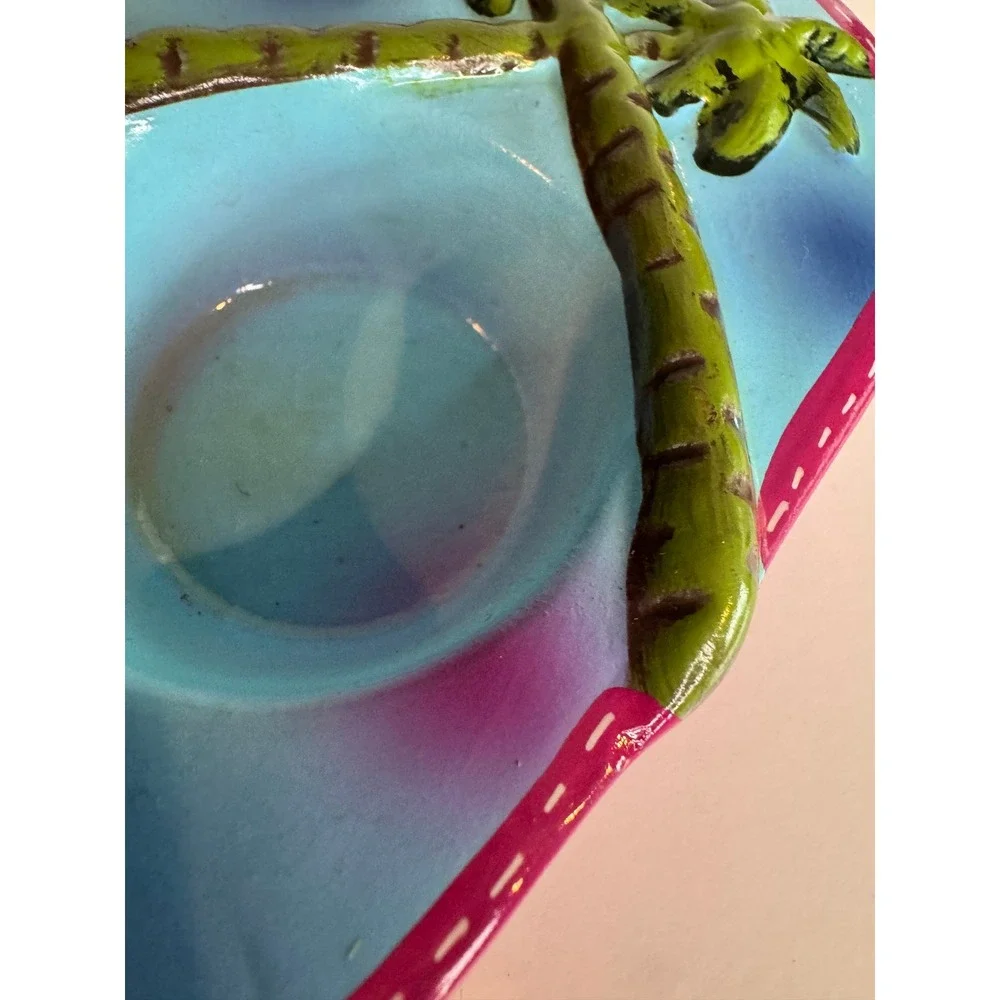 Flip Flop Candle Holders‎ Set of 4 Ceramic Palm Tree Votive Tealight Beach Decor